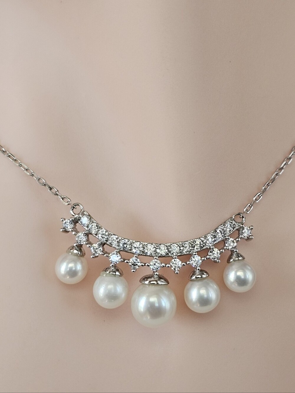 Genuine 5-5.5mm Cultured Freshwater Pearl Sterling Silver Necklace!